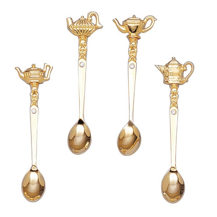 GP Teapot Spoons w/Crystal, set of 4 for wholesale by Elegance