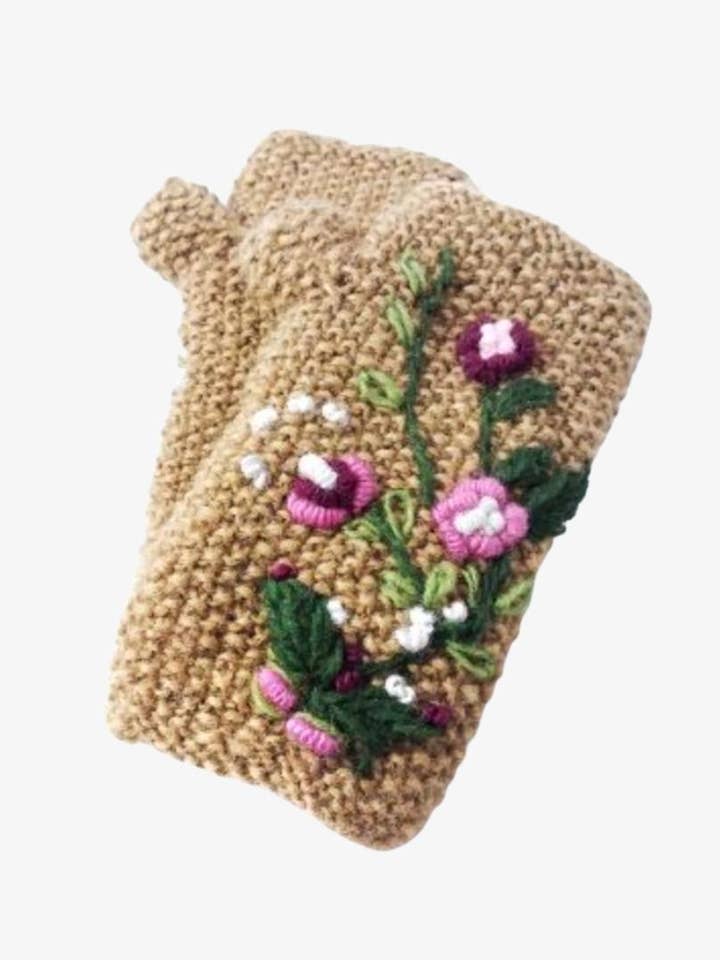 Handcrafted Embroidered Wool Hand Warmer, Fleece Lined for wholesale by Ganesh Himal Trading