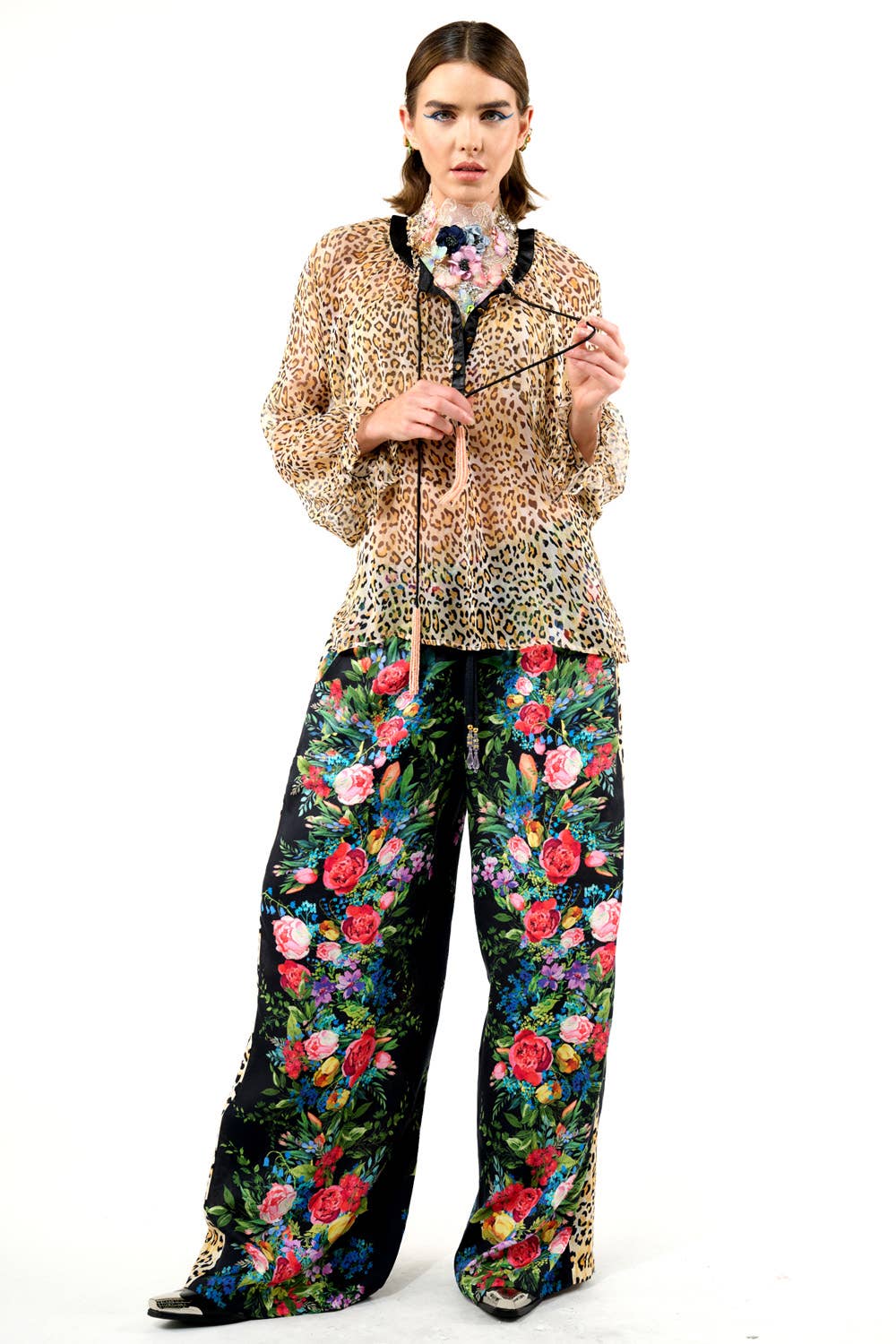 Black Floral Zinnia Pants for wholesale on Faire12