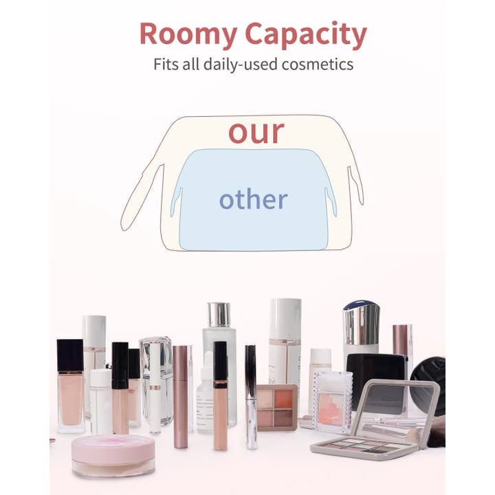 wandf - Wholesale Makeup/Cosmetic Bag - Wide-open Quilted Travel Makeup Organizer Bag with Handle1