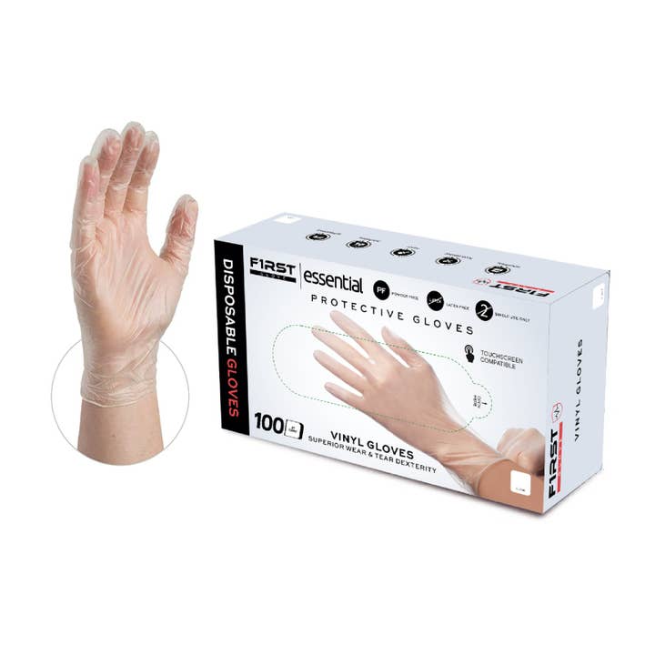 First Glove - Wholesale Cleaning Gloves - First Glove Clear Vinyl Gloves Case of 1000/CT (Case)Â