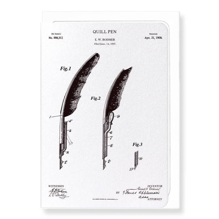 PATENT OF QUILL PEN (1908): Greeting Card for wholesale by Ezen Trade
