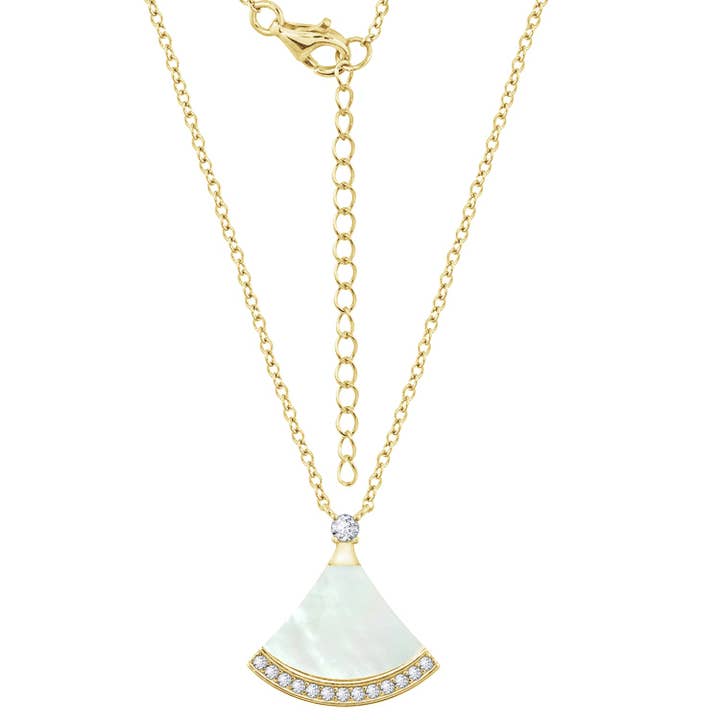 Ginkgo Leaf Fan Pendant Necklace for wholesale by Diamonbliss