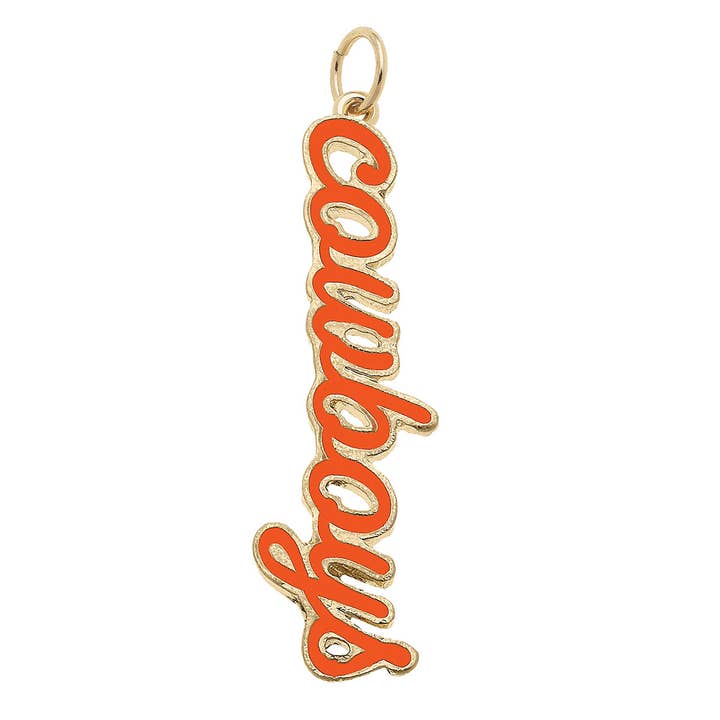 Canvas Style - Wholesale Individual Charm/Pendant - Oklahoma State Cowboys Enamel Script Charm