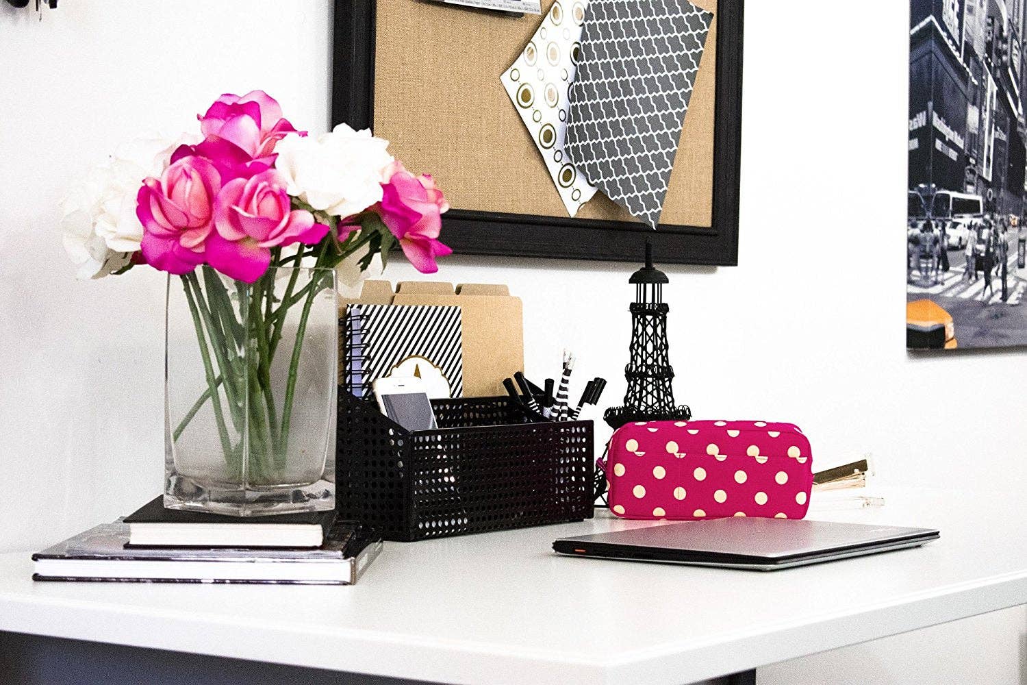 Blu Monaco - Wholesale Pencil Case/Pouch - Blue Monaco Cute Pencil Case for Girls - Pen Pouch - Makeup Bag - Pink with Yellow Polka Dots - 8 Inch By 4 Inch2