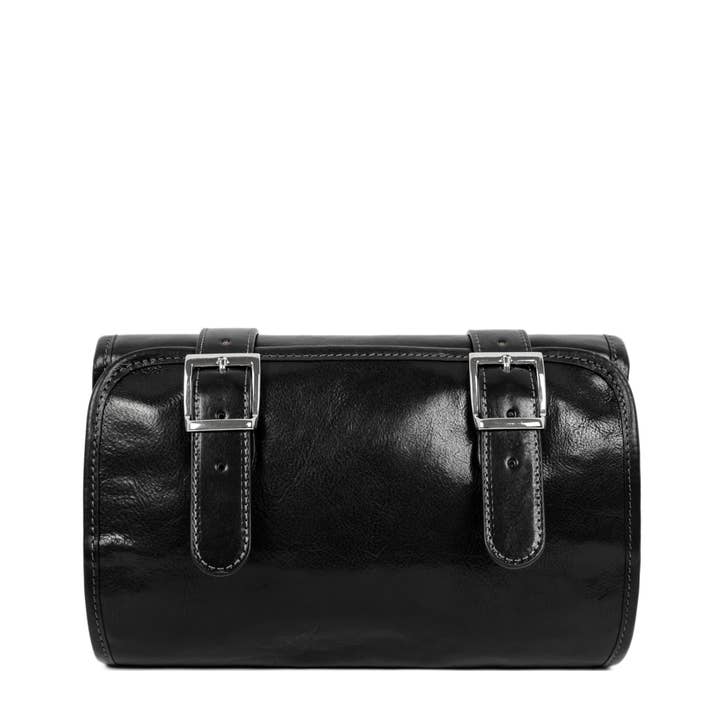 Black Leather Hanging Wash Bag Toiletry Bag - Dracula for wholesale on Faire8