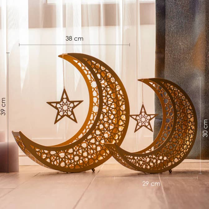 benjashop - Wholesale Kaarsenhouder - Set van 2 metalen Ramadanmaansikkels4