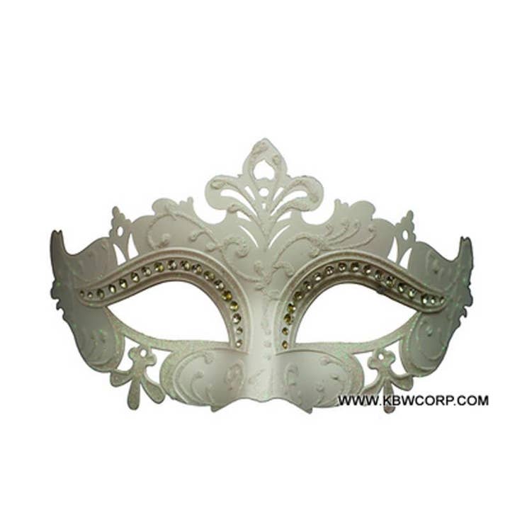 White Masquerade Mask With Gems for wholesale by KBW Global Corp.