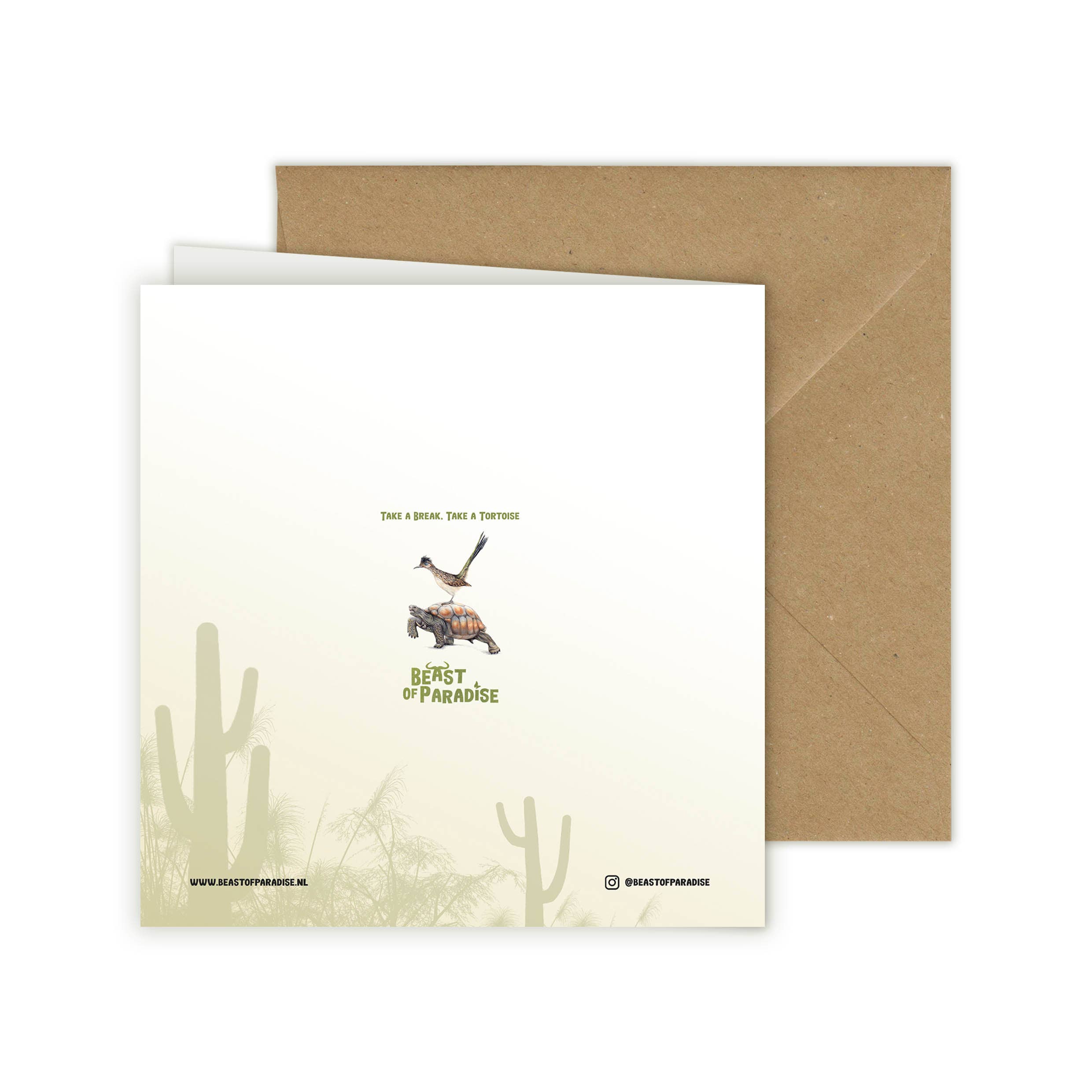 Beast of Paradise - Wholesale Everyday Greeting Card - Tortoise & Roadrunner Greeting Card, Animal Birthday Card1