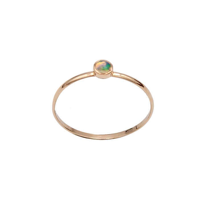 Dainty Ethiopian Opal Bezel 14k Gold Filled Ring for wholesale by Bentley & Lo