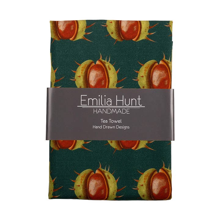 Green Conker Tea Towel for wholesale by Emilia Hunt