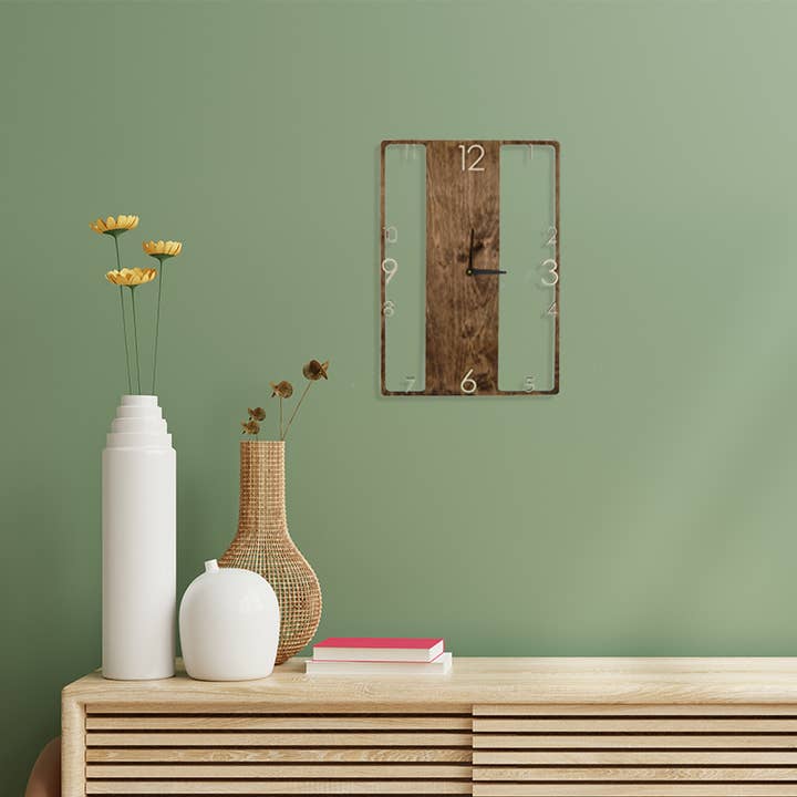 PromiDesign - Vendita all'ingrosso Orologi da parete - Grande orologio da parete rettangolare verticale in legno6
