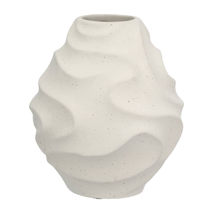 Vase round Ondulas light gray H. 20 cm, PU 2 for wholesale by Gilde Handwerk Macrander GmbH & Co. KG