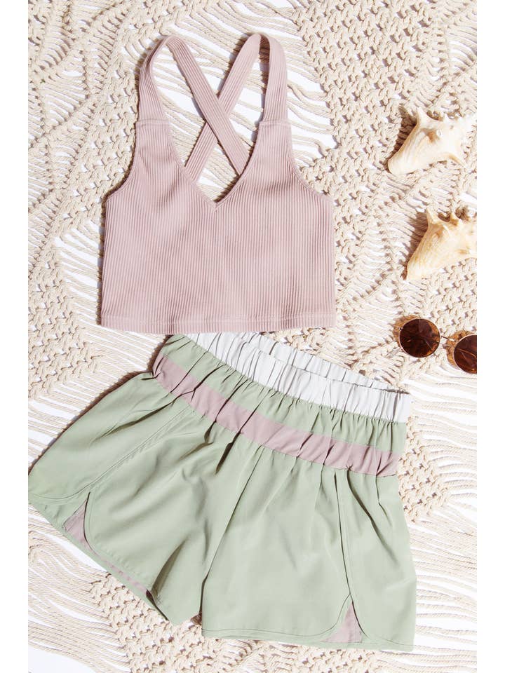 VERY J - Wholesale Athletic Shorts - Women's - NP70162-Color Blocked Active Shorts9