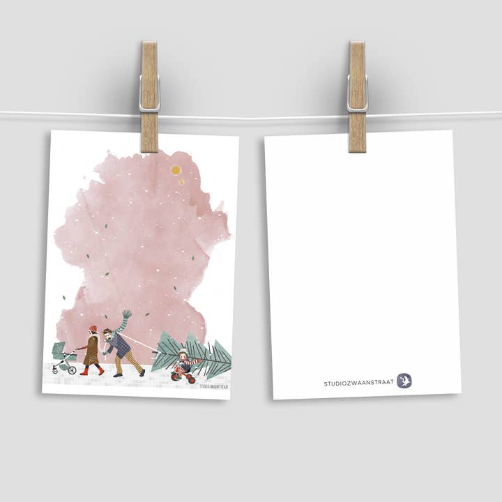 STUDIOZWAANSTRAAT – Postal por atacado – cartão postal - série Natal - caminhando2