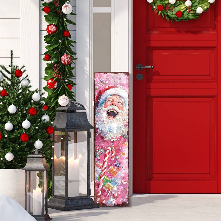 TX USA Corporation - Wholesale Outdoor Sign - Pink Santa Porch Sign – Watercolor Christmas Welcome for Outdoor or Indoor Use8