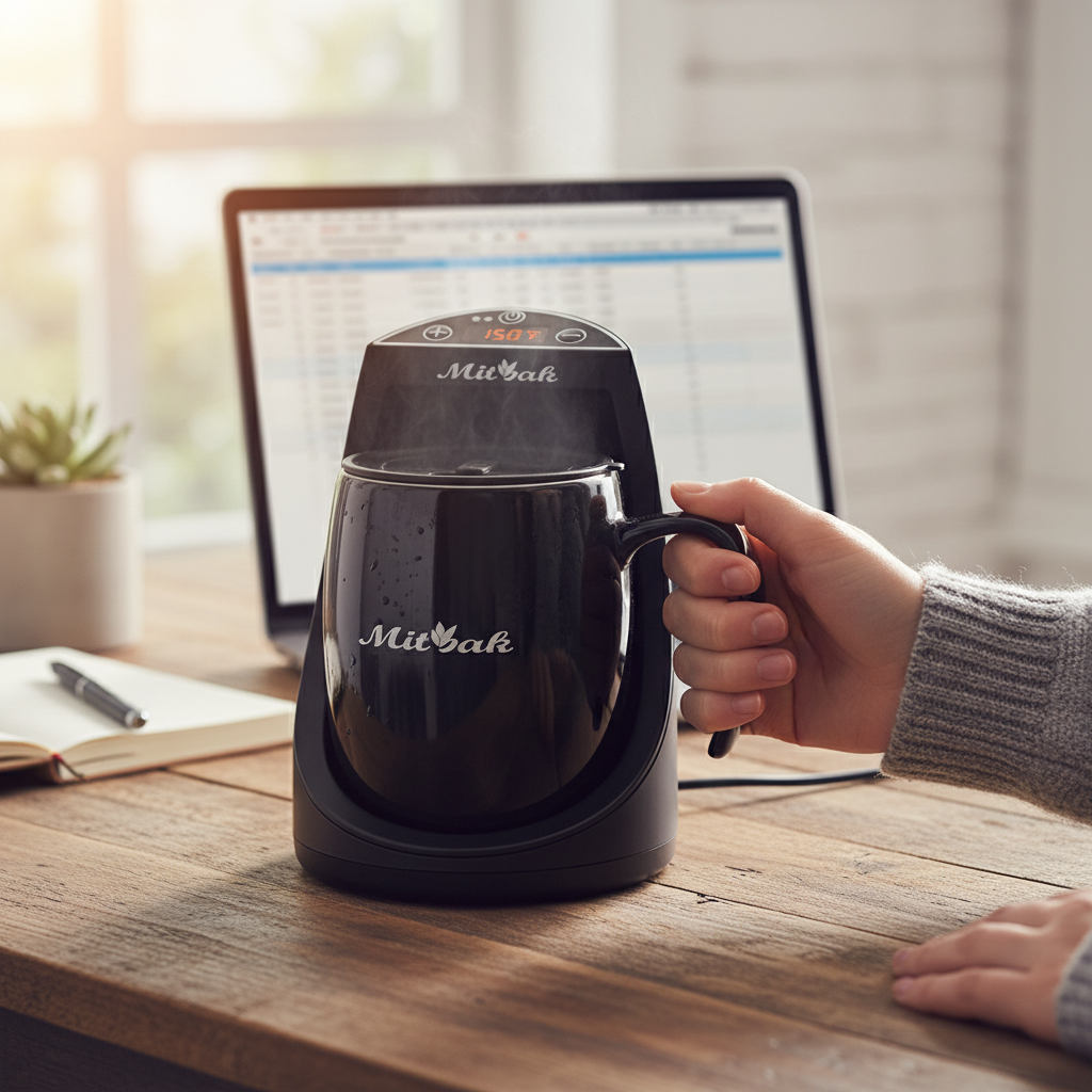 Kadra Kitchenware – wholesale Kaffekoppar – MITBAK kaffemuggsvärmare med 470 ml keramikkopp och lock1