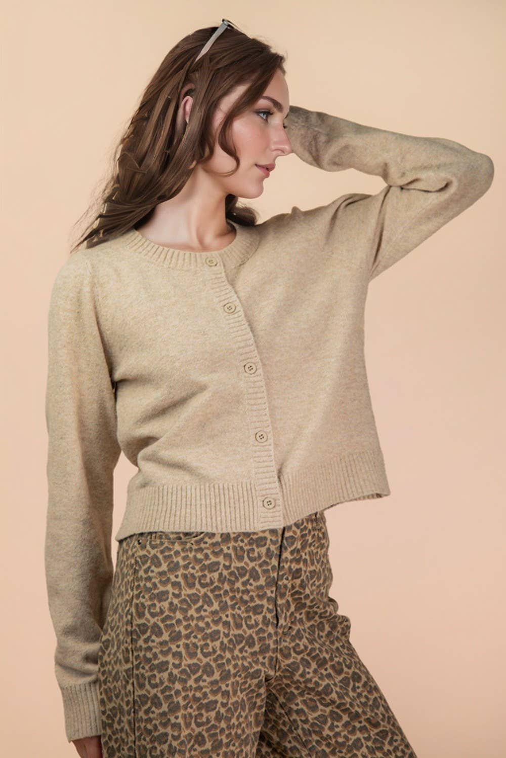 VERY J - Wholesale Cardigan - Women's - 12W3475N-Print & Solid Soft Knit Sweater Cardigan14