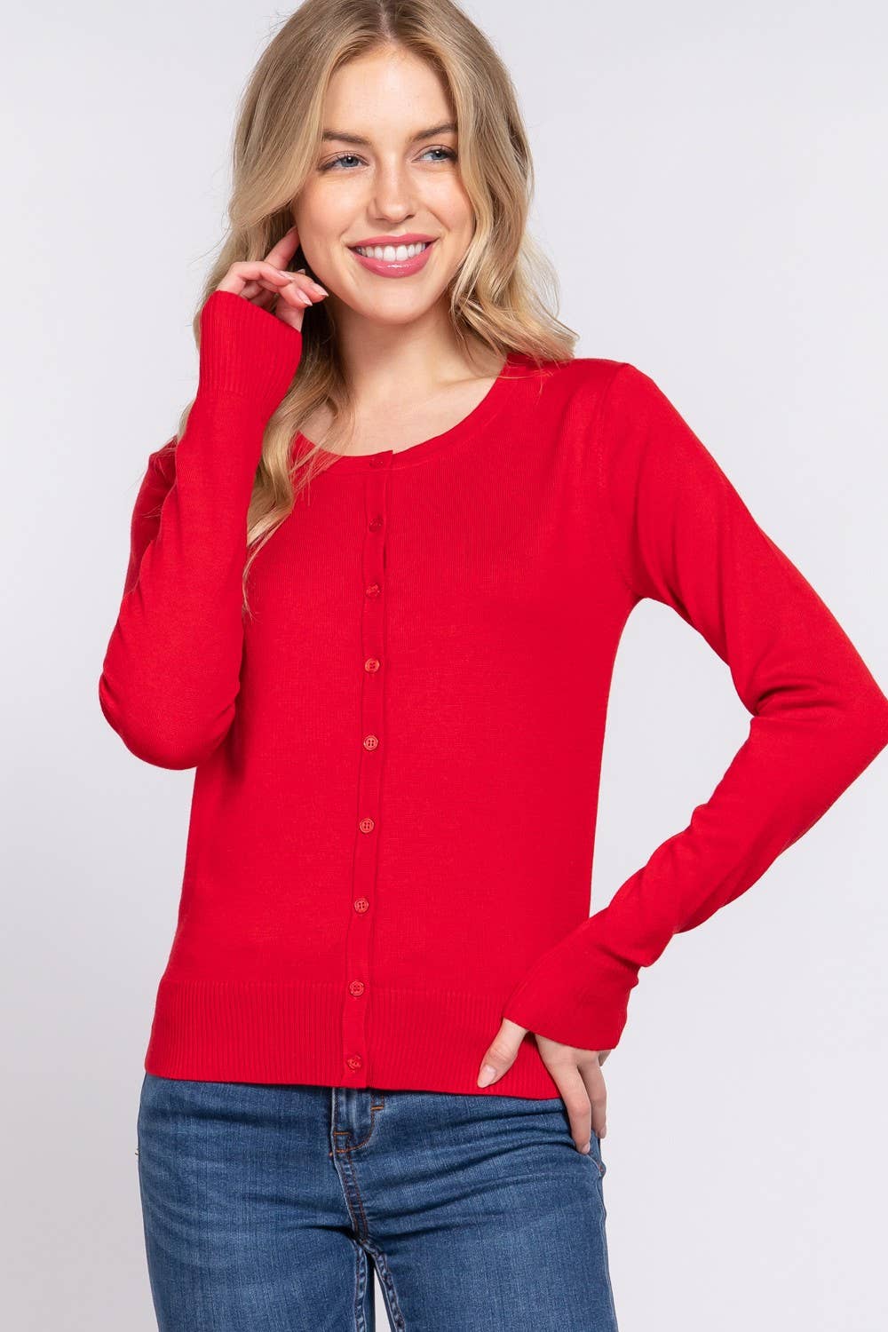 Vanilla Monkey - Wholesale Cardigan - Dames - Trui met lange mouwen en ronde hals en knoopsluiting9