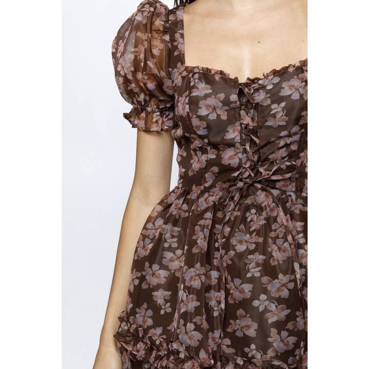 JD6693-1- FLORAL A LINE MINI DRESS for wholesale on Faire