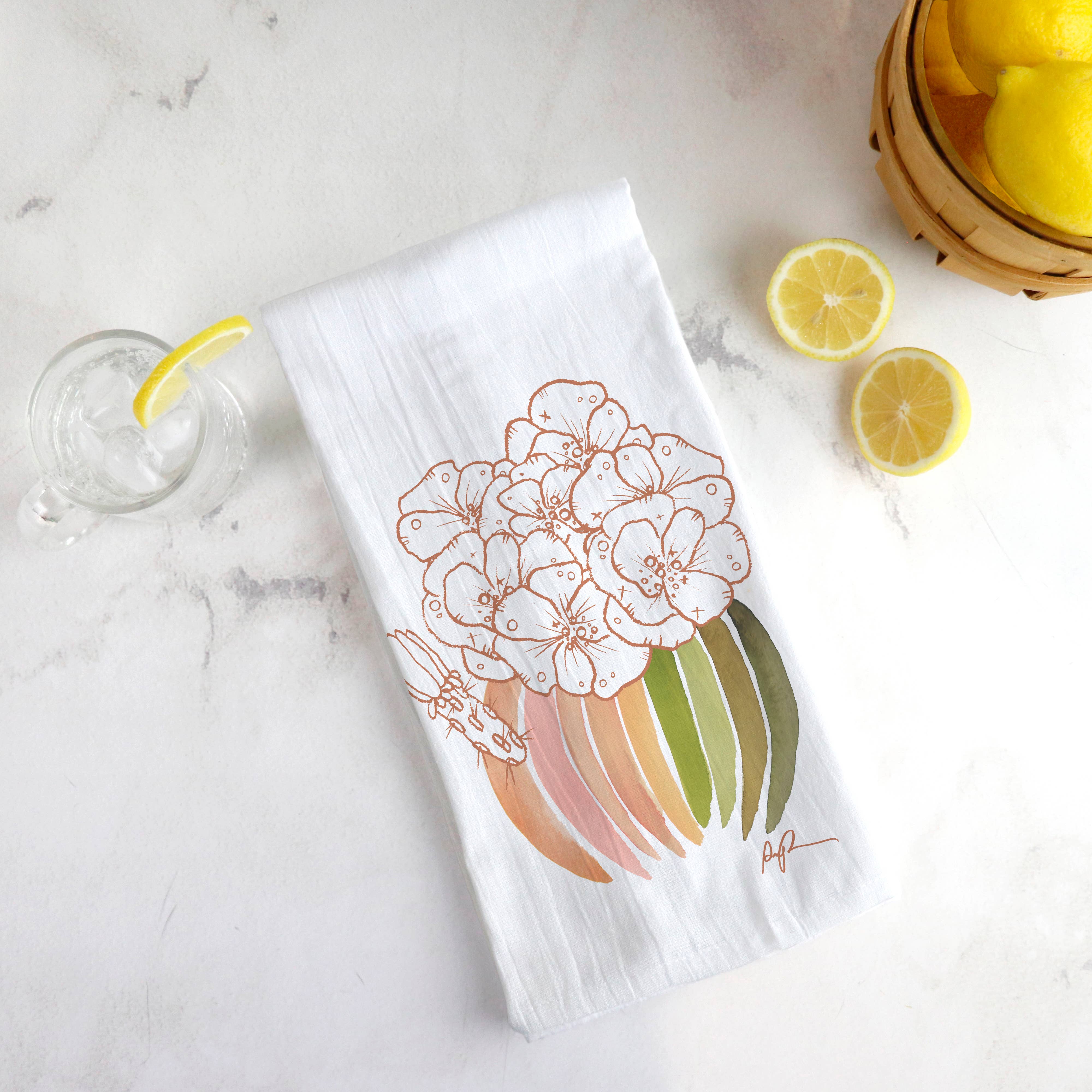 Paige Poppe Art - Wholesale Tea Towel - "Palette Blooms" Tea Towel0