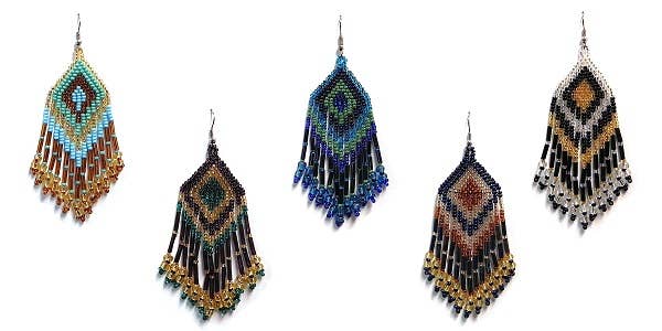 Pichincha - Vente Boucles d'oreilles à pampille - Boucles d'oreilles pendantes longues à franges en forme de grosses graines2
