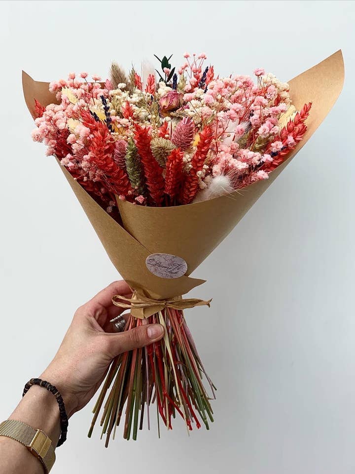 Rosa Duftstrauß / Trockenblumenstrauß / Geschenke für Sie / Trockenblumenstrauß / Brautstrauß / Trockenblumengesteck / Hochzeitsstrauß für den Großhandel von DemiVi Style