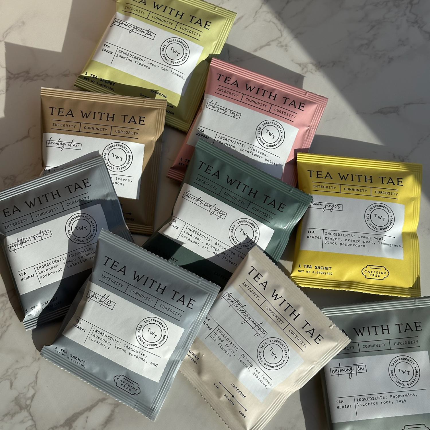 Tea with Tae - Vente Thés santé/détox - Thé aux herbes curcuma et gingembre - Sachet de thé individuel emballé2