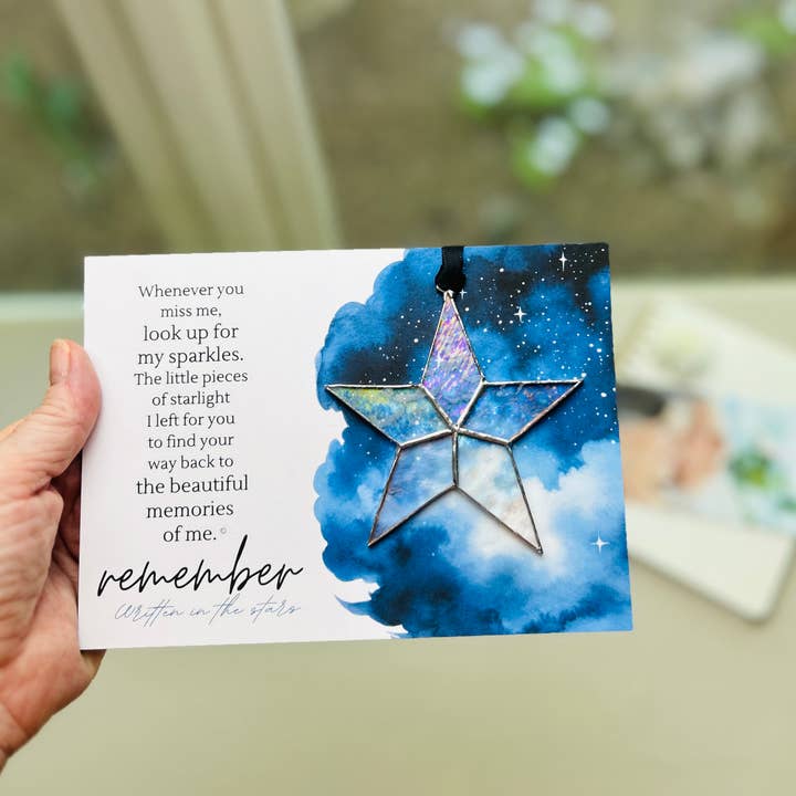 The Grandparent Gift Co. Inc. - Wholesale Ornament - Written in Stars Remembered Memorial Gift Glass Star 7727