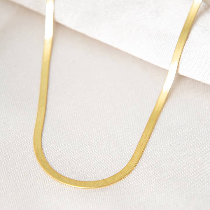 Volenia Silver - Wholesale Link & Chain Necklace - Flat Chain Gold Plated Sterling Silver Necklace1