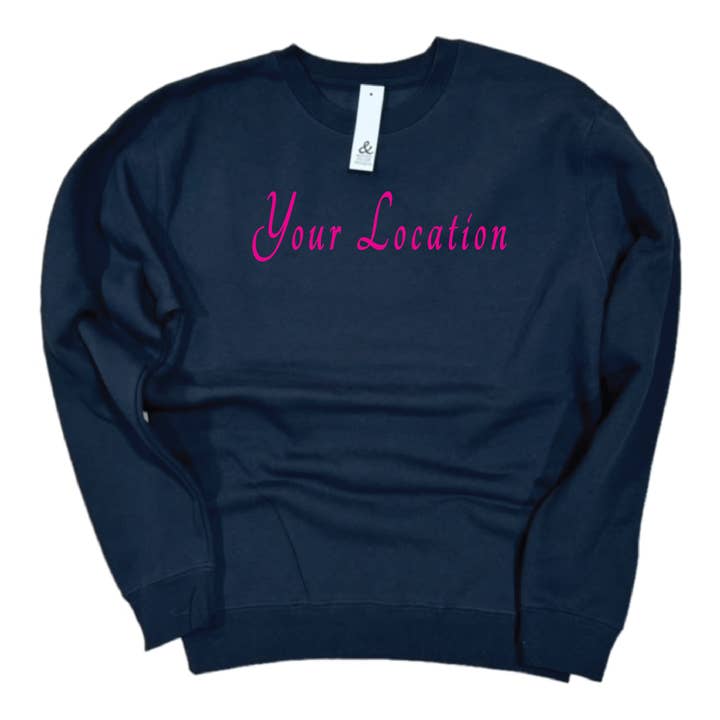 Sudadera premium de peso pesado rosa sobre azul marino - Personalizable para venta al por mayor de and - ashley nicole designs