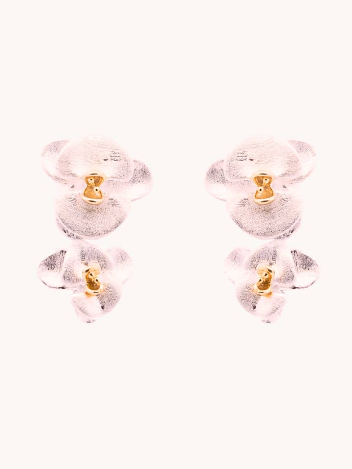 Boucles d'oreilles en argent Orchidée Inspirées par la nature Petit cadeau de Noël pour la vente par Gratinsta