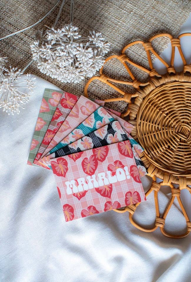 Bujo Bae - Wholesale Everyday Greeting Card - MAHALO in Hilo Anthurium | Greeting Card PACK2