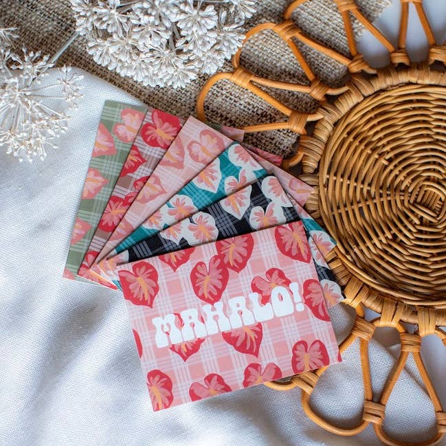 Bujo Bae - Wholesale Everyday Greeting Card - MAHALO in Hilo Anthurium | Greeting Card PACK2