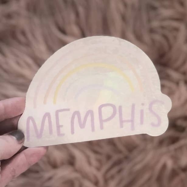 Autocollant Suncatcher Rainbow de Memphis pour la vente par The Crybaby Club
