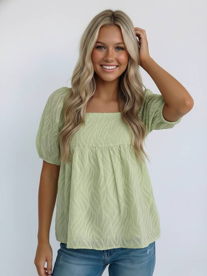 TOP JACQUARD BABYDOLL A COLLO QUADRATO per la vendita all'ingrosso da parte di Kori America