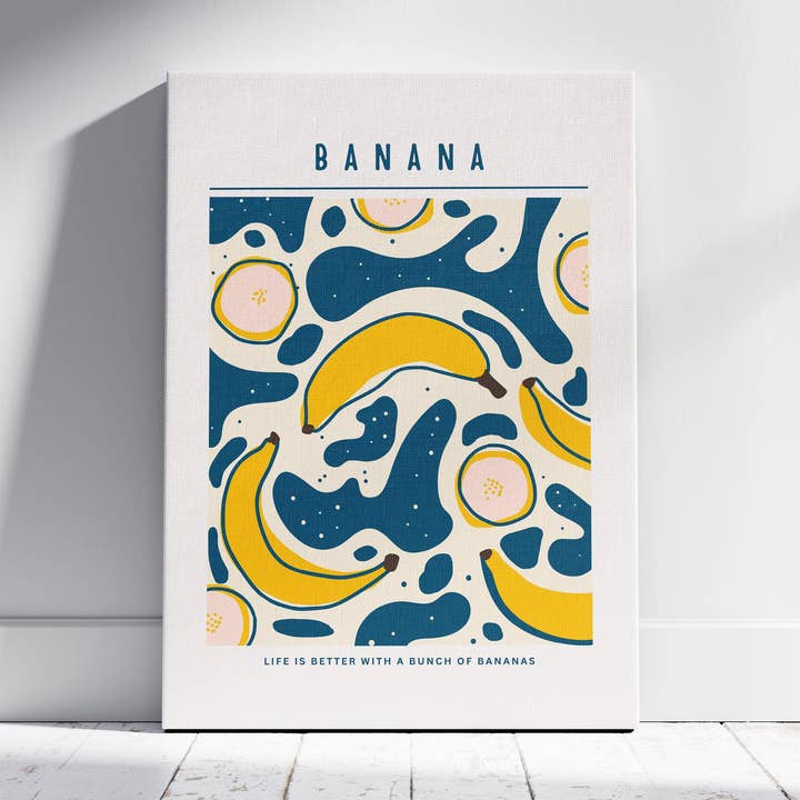 Life Is Better With A Bunch of Bananas - Framed Canvas Wall Art Print for wholesale by House Prints
