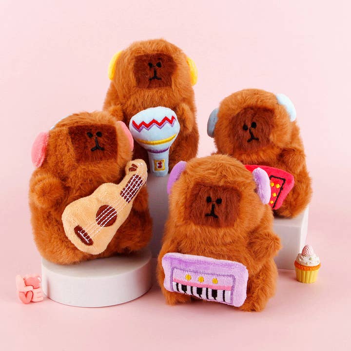 Singing Capybara Plush Keyring Musical Instrument Series for wholesale by K-Wonderland