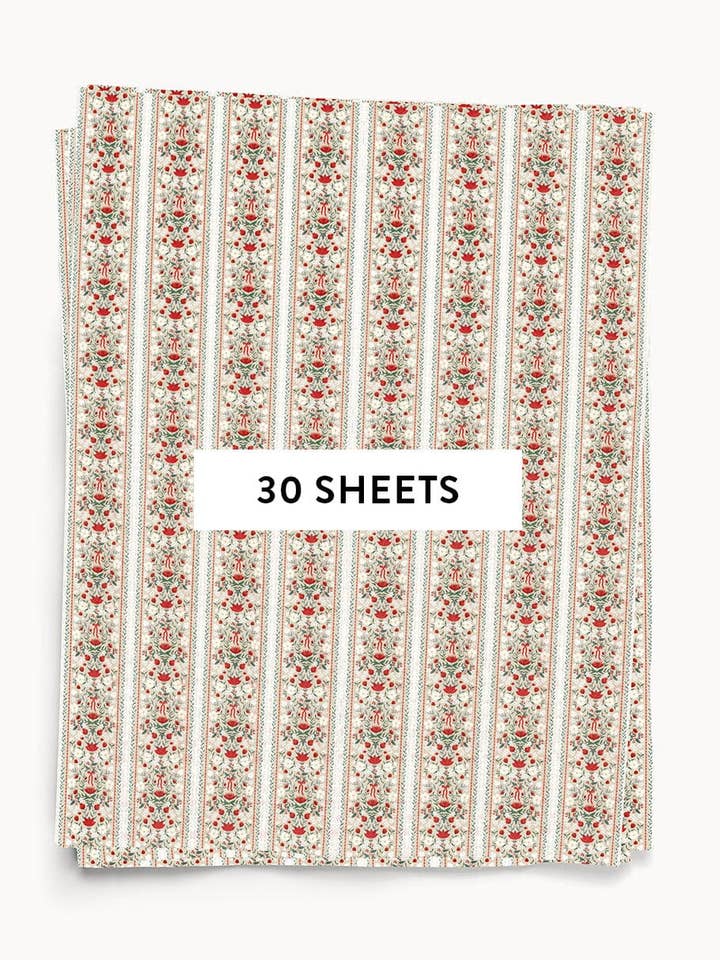 30pk Tissue Paper - Festive Florals for wholesale by Bespoke Letterpress