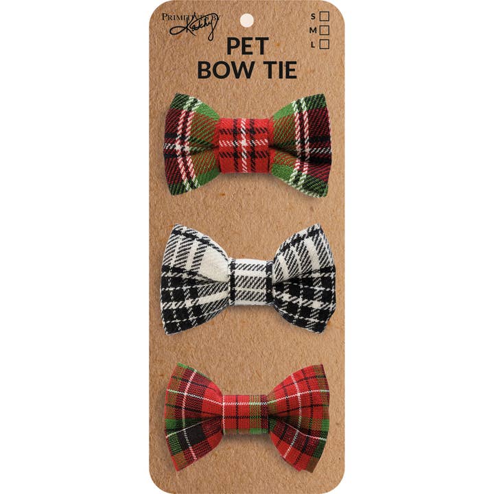 Primitives by Kathy - Wholesale Pet Bow Tie - Cat/Dog - Christmas Plaid Medium Pet Bow Tie Set2