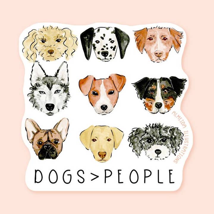 Almeida Illustrations – wholesale Klistermärke – Hundar > Människor Klistermärke | Roligt Hundklistermärke0