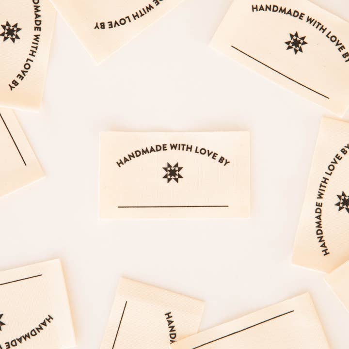 Sarah Hearts - Wholesale Craft Supplies - Handmade with Love Organic Cotton Write-In Quilt Labels