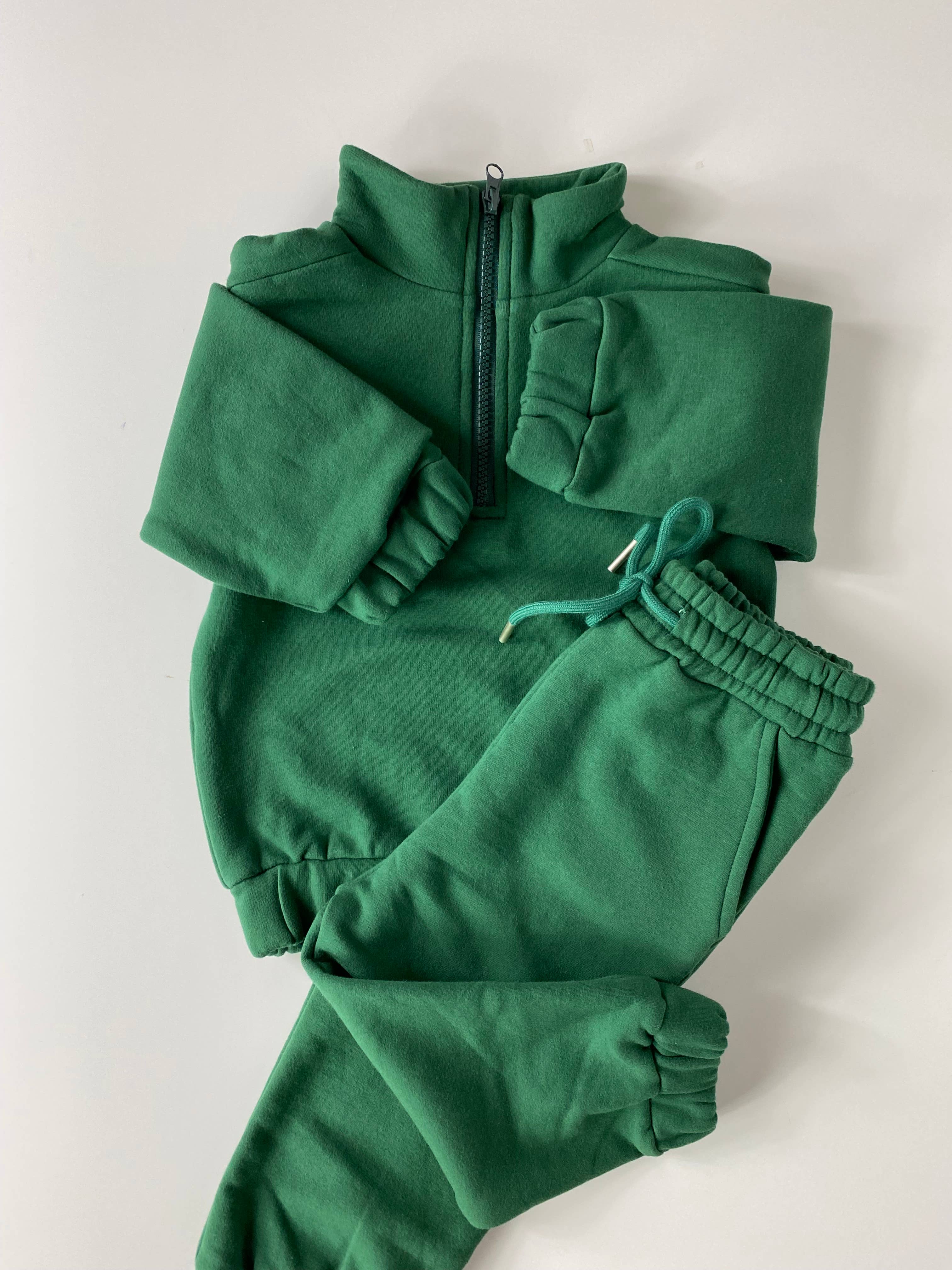 Fleece Sweatsuit Set in Emerald for wholesale on Faire4