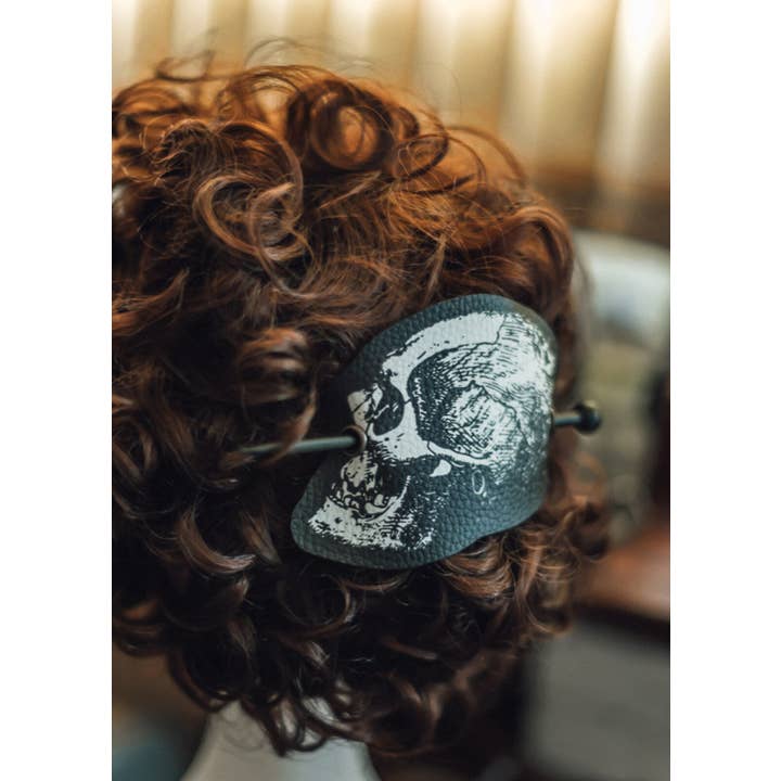 Costurero Real – wholesale Hårspänne - Dam – Dödskalle hår Barrette Vegan läder gotiska tillbehör Halloween1