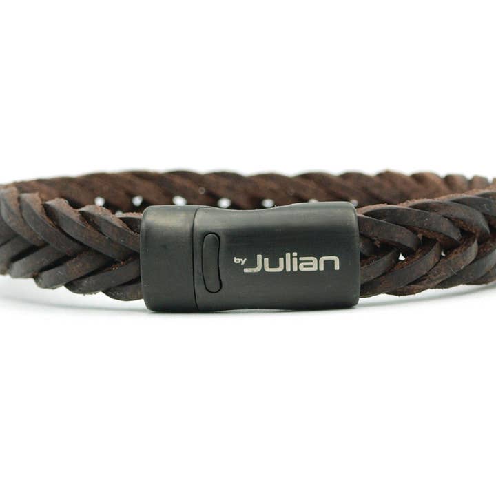 Ambarawa Nero mörkbrunt läderarmband för herr för wholesale av by julian