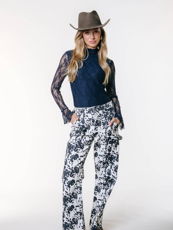 Tinsley Cow Denim Worker Pants | Beige for wholesale by Colourful Rebel