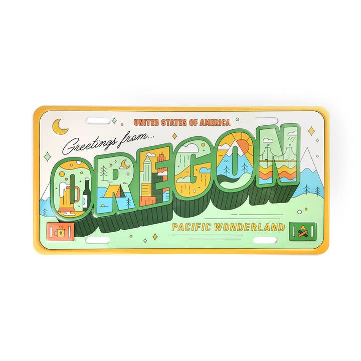 Greetings From Oregon Souvenir License Plate for wholesale by Hello From Oregon