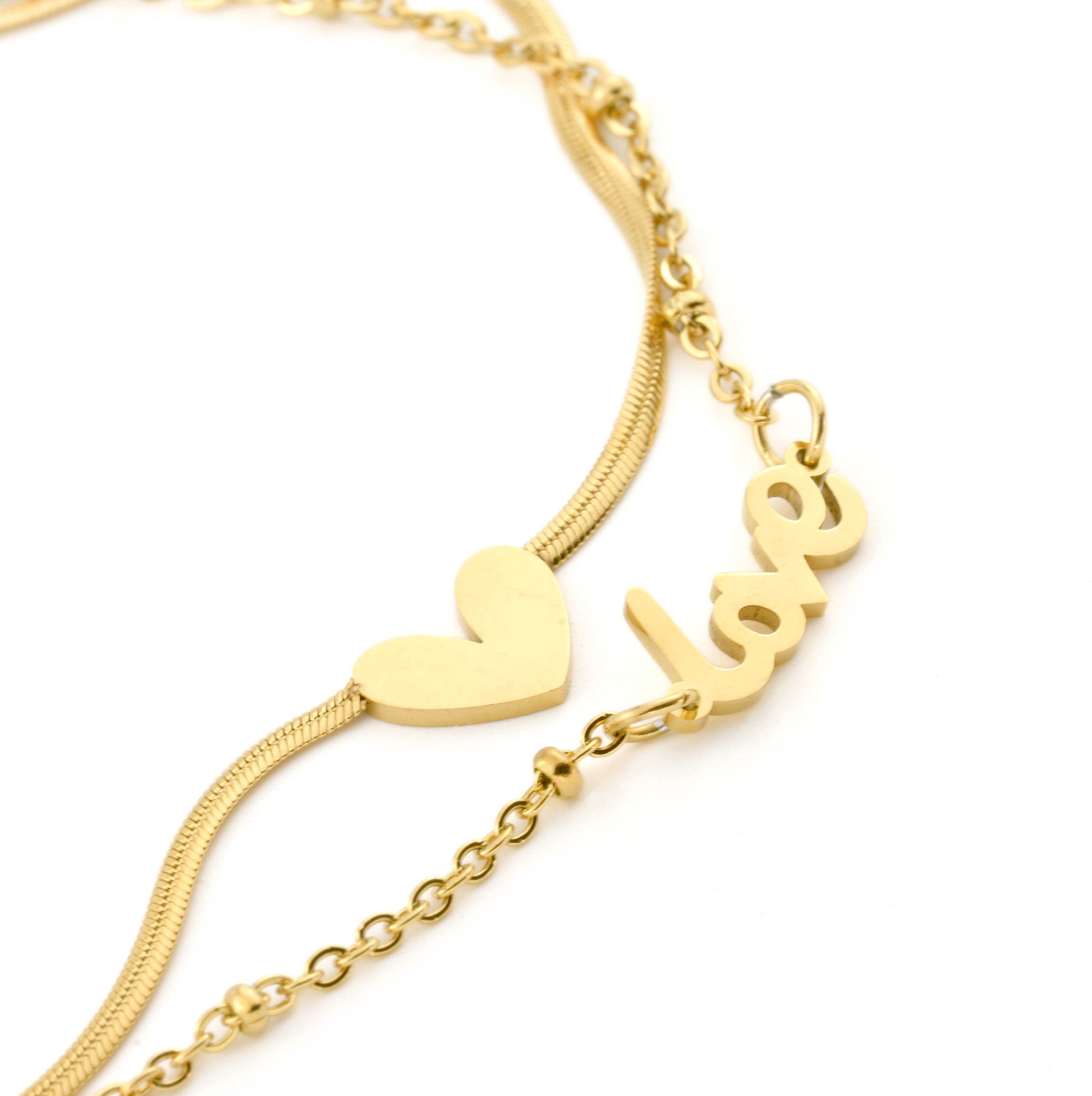 Blueyejewelry - Wholesale Enkelbandje - Gouden Hart Enkelband - Slangenketting Hart & Liefde Enkelarmband3