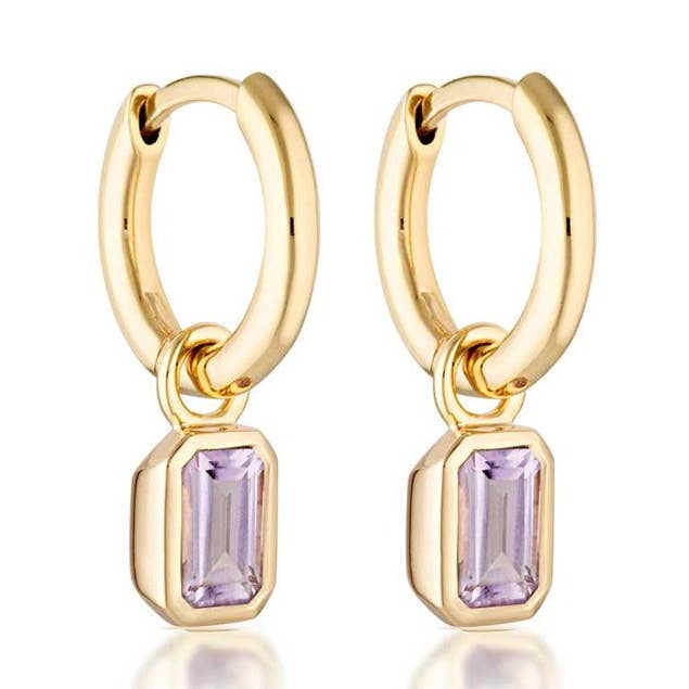 Gemme Huggie Earrings - Amethyst for wholesale by Linda Tahija Jewellery