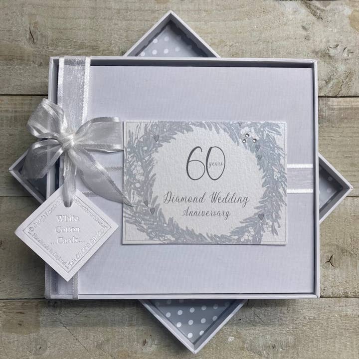 60º aniversário de diamantes - Livro de Visitas (DG60-3) por atacado de White Cotton Cards